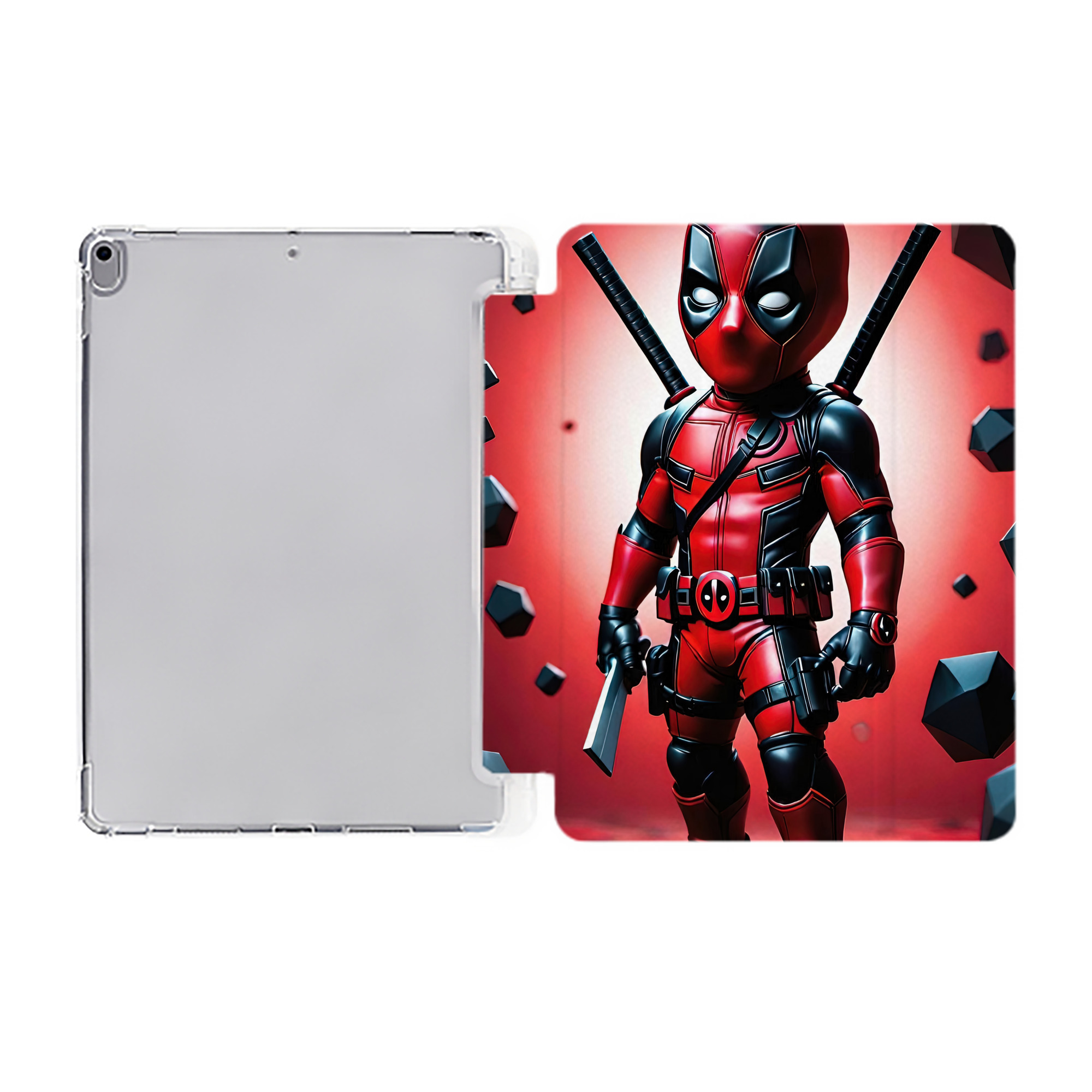 （画像用） Deadpool デッドプール IPad ケース ペン収納付き 三つ折りスタンド PUレザー×シリコン 対応機種9.5/10.5/10.9インチ